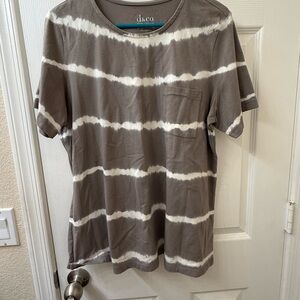 Denim&Co Brown and Cream Striped Short Sleeve Tee